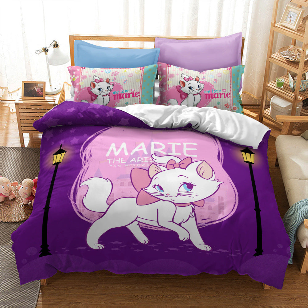 Cat print bed sheet Carton Style