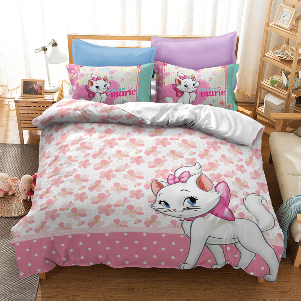 Cat print bed sheet Carton Style