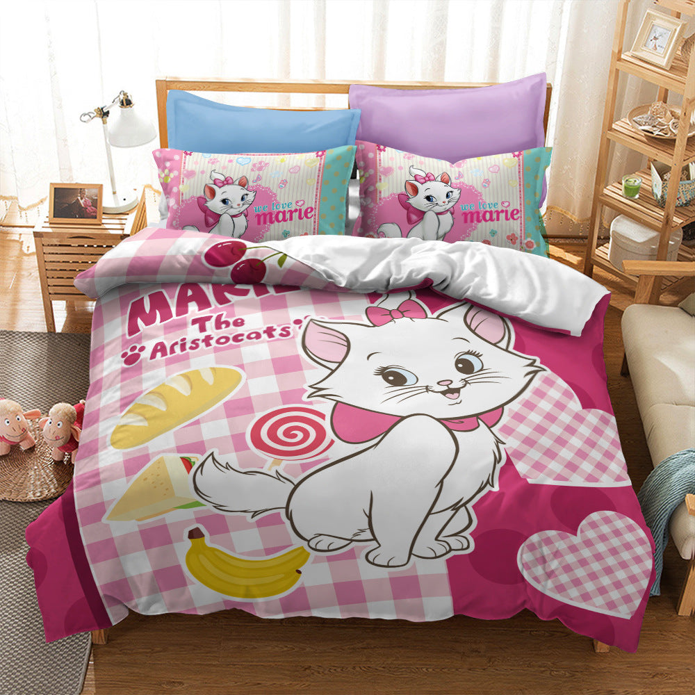 Cat print bed sheet Carton Style