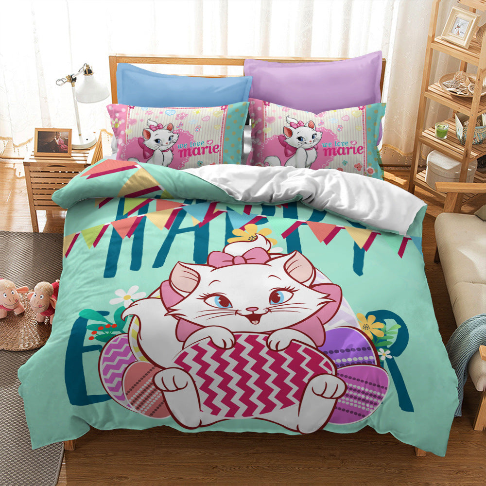 Cat print bed sheet Carton Style