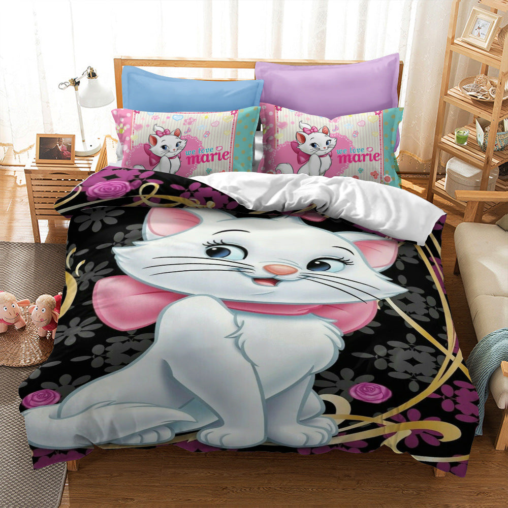 Cat print bed sheet Carton Style