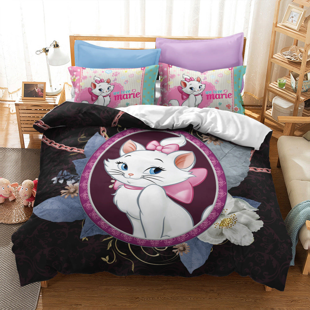 Cat print bed sheet Carton Style