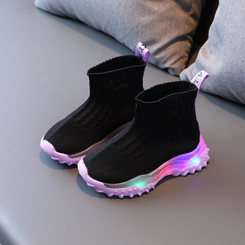 Flying Knit Sports Boys And Girls Light Up Shoes