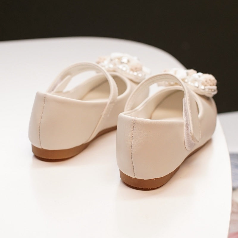Princess Rhinestone Dress Shoes: New Flat Pearl
