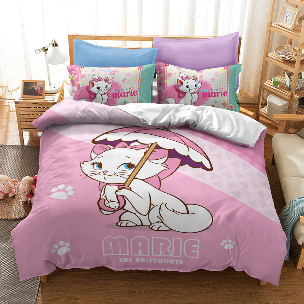 Cat print bed sheet Carton Style