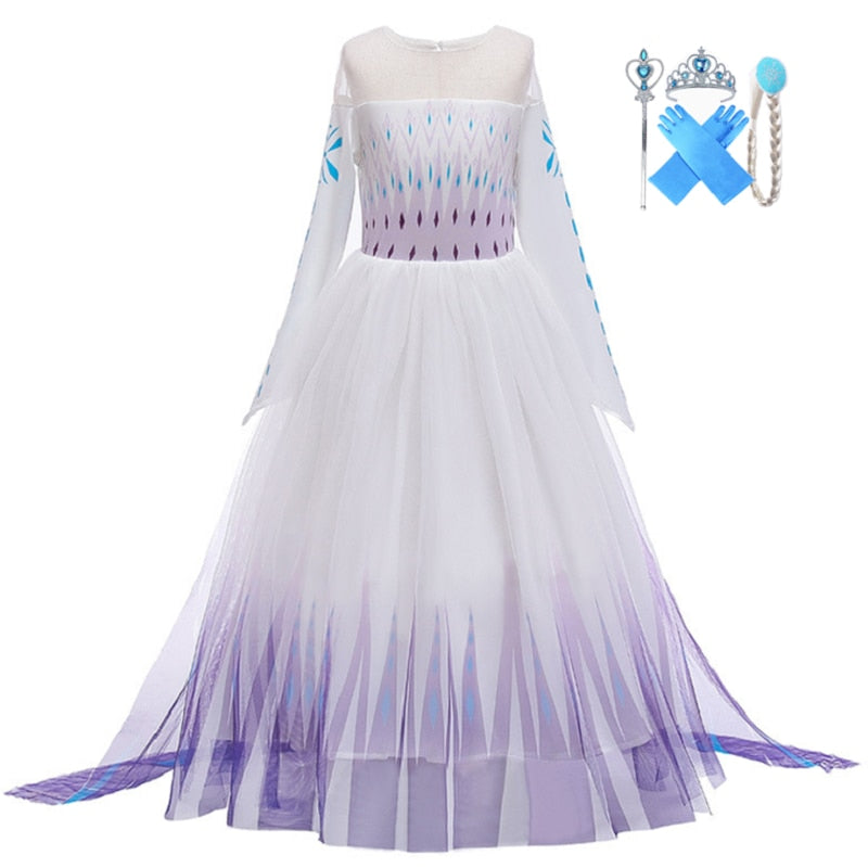 Christmas Girls Dress Party Vestidos Kids Clothing Elsa Costume Dress Snow Queen Anna Elza 2 Cosplay Dresses Ball Gown