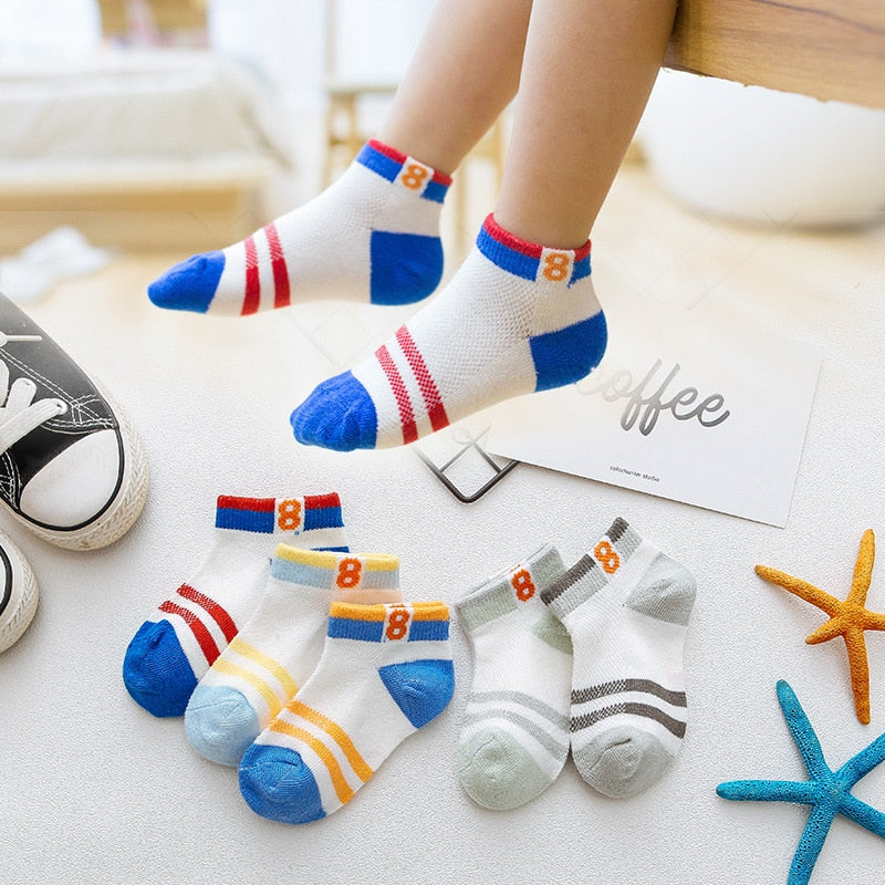 5 Pairs Kids Ankle Socks: Fashionable Designs