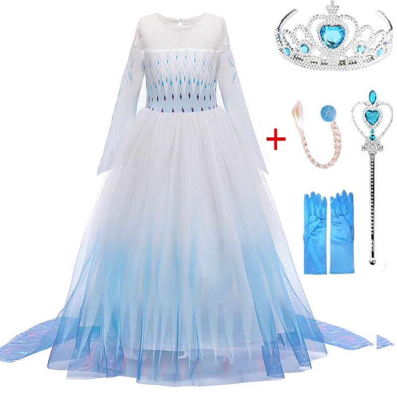 Christmas Girls Dress Party Vestidos Kids Clothing Elsa Costume Dress Snow Queen Anna Elza 2 Cosplay Dresses Ball Gown