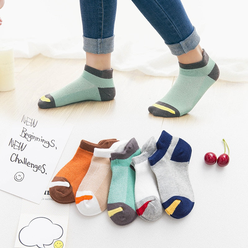 5 Pairs Kids Ankle Socks: Fashionable Designs