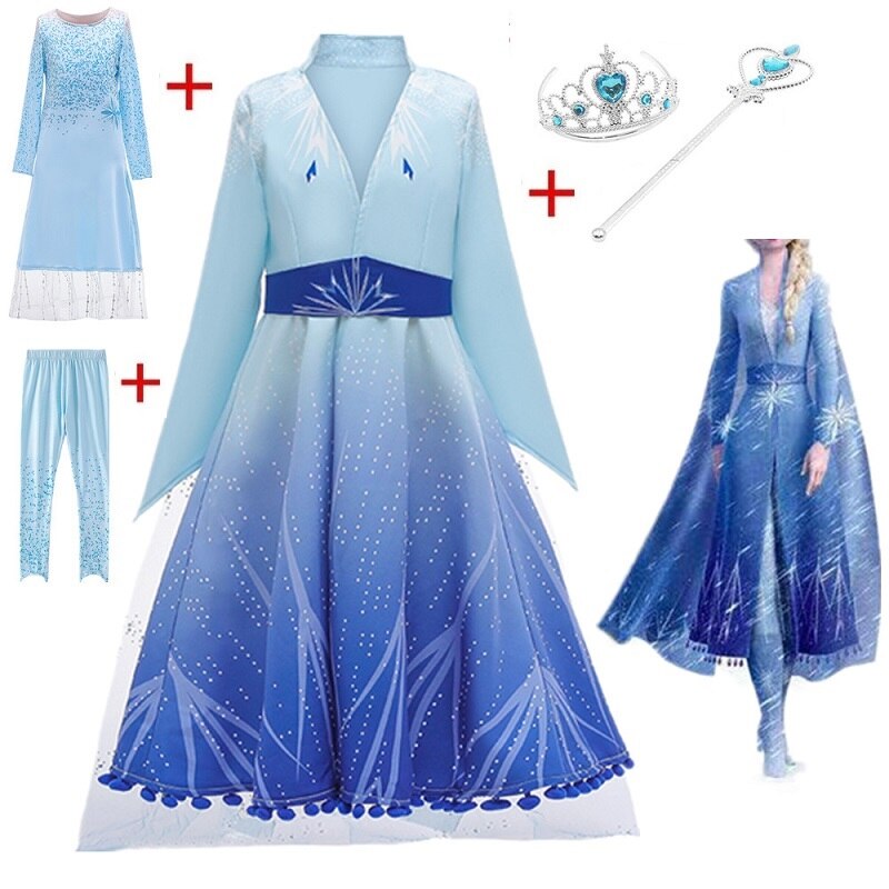 Christmas Girls Dress Party Vestidos Kids Clothing Elsa Costume Dress Snow Queen Anna Elza 2 Cosplay Dresses Ball Gown