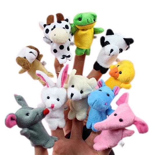 10x Cartoon Animal Finger Puppet Plush Toys