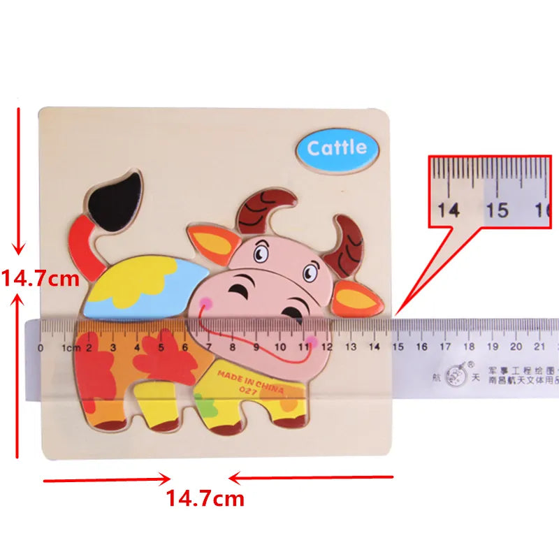 Kids 3D Puzzles Jigsaw Wooden Toys For Children Cartoon Animal Traffic Puzzles Intelligence Children Early Educational Toys