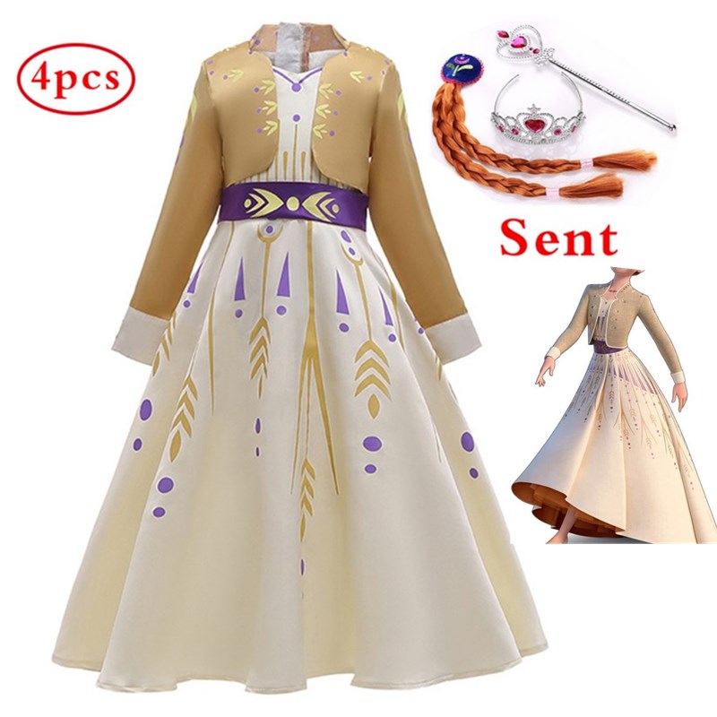 Christmas Girls Dress Party Vestidos Kids Clothing Elsa Costume Dress Snow Queen Anna Elza 2 Cosplay Dresses Ball Gown