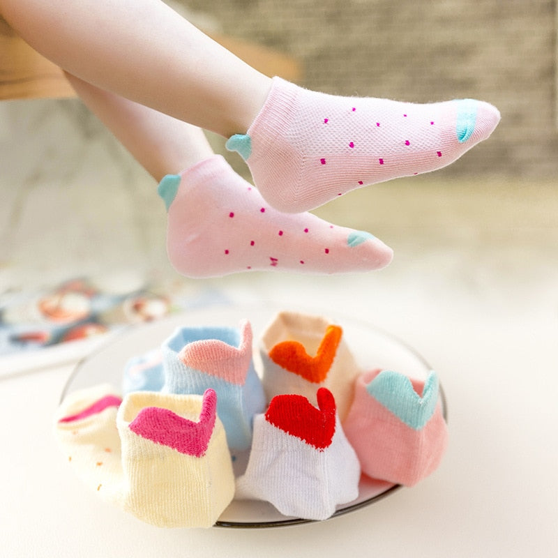 5 Pairs Kids Ankle Socks: Fashionable Designs