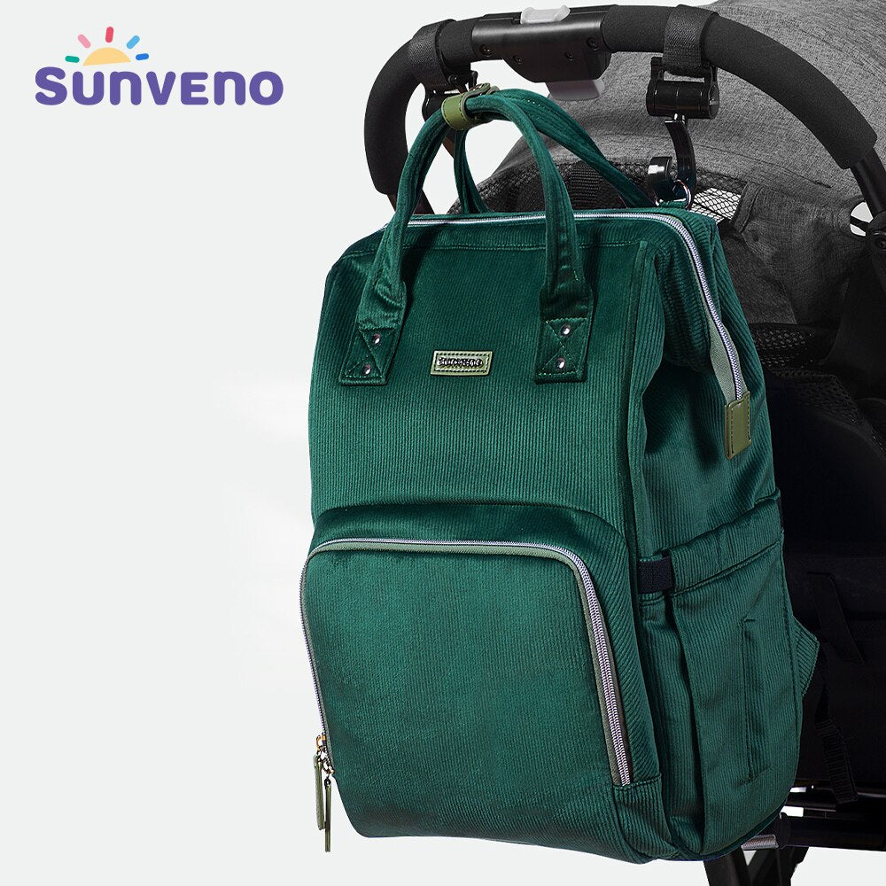 Sunveno Nappy Backpack Bag Mummy Large Capacity Diaper Bag with Changing Pad and Stroller Hanger