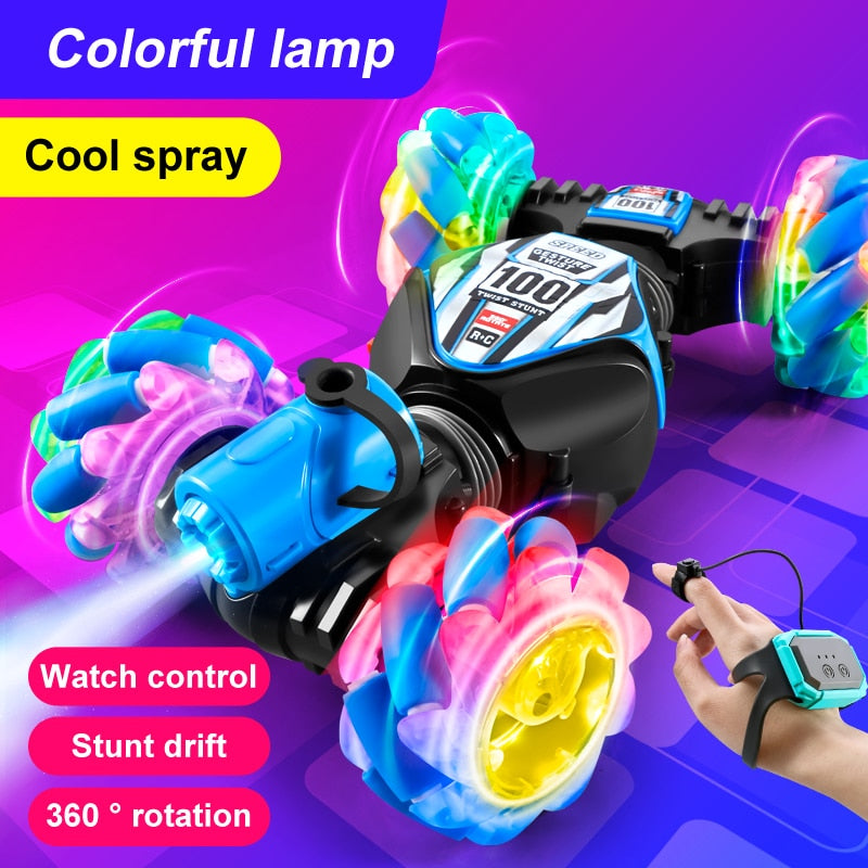 New high-tech RC remote control car watch hand gestures 360° rotating off-road climbing stunt exhaust blowtorch music Boy toy