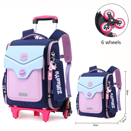 Waterproof Rolling Schoolbag for Kids - Travel-Friendly