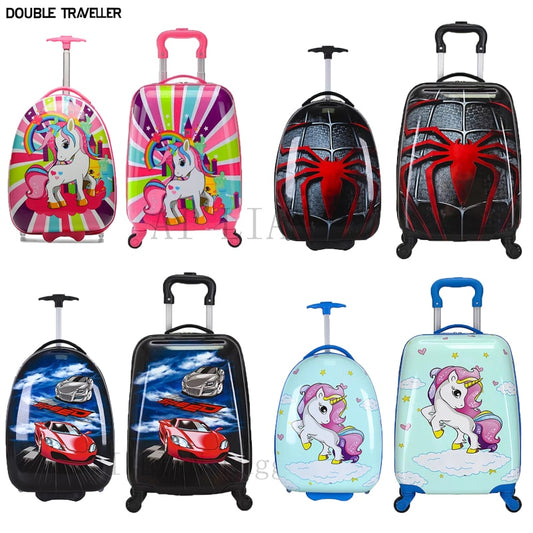 Cartoon Kids Suitcase - Travel-Friendly Rolling Luggage