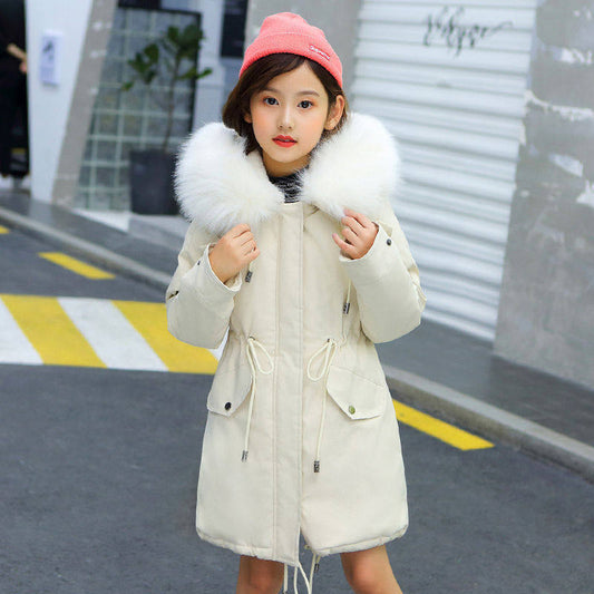 Cozy Long Cotton Coats for Kids
 With Velvet Liner