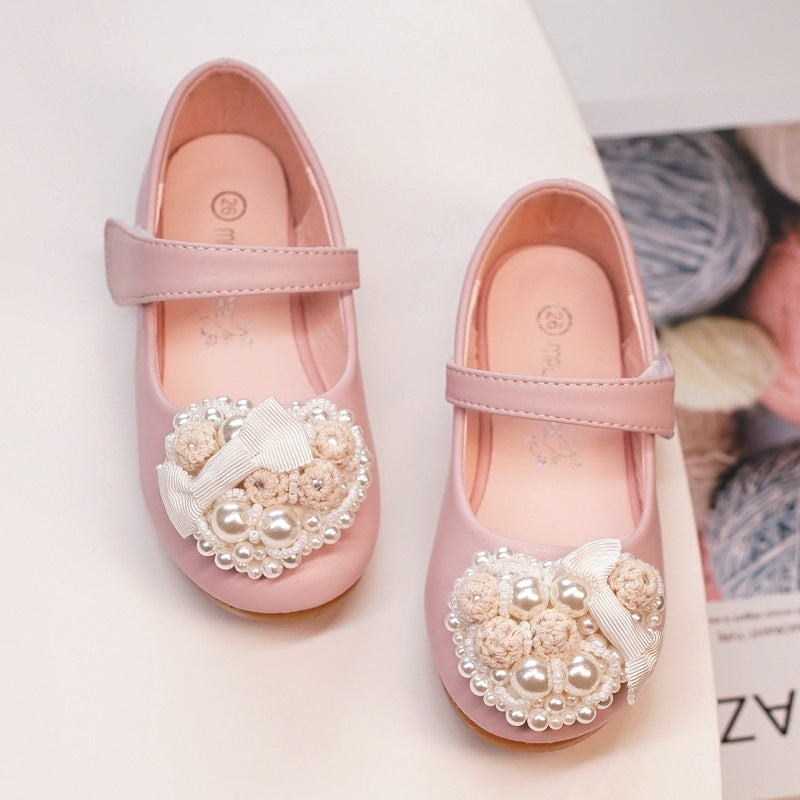 Princess Rhinestone Dress Shoes: New Flat Pearl